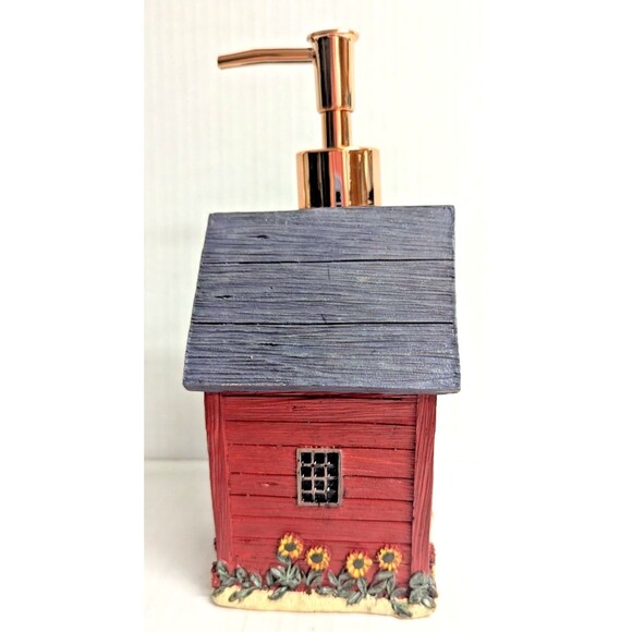 Country Outhouse Soap Dispenser Sunflowers Moon Star Ceramic Bath Gift NEW - Picture 3 of 7